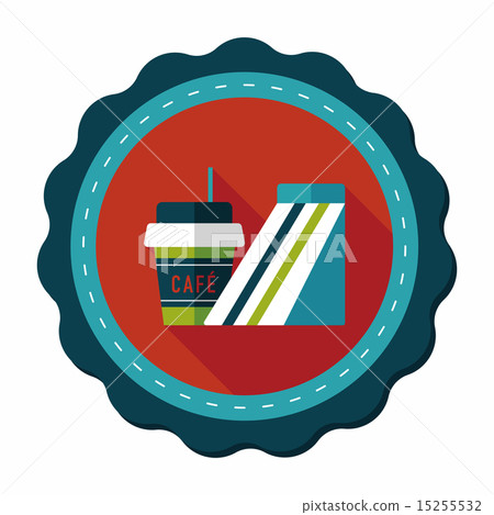 sandwich and coffee flat icon with long shadow,eps10 15255532