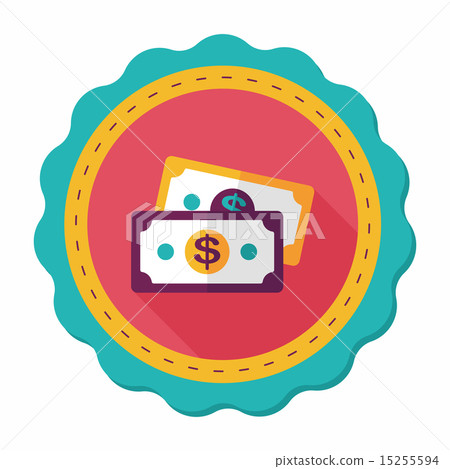 shopping money cash flat icon with long shadow,eps10 15255594