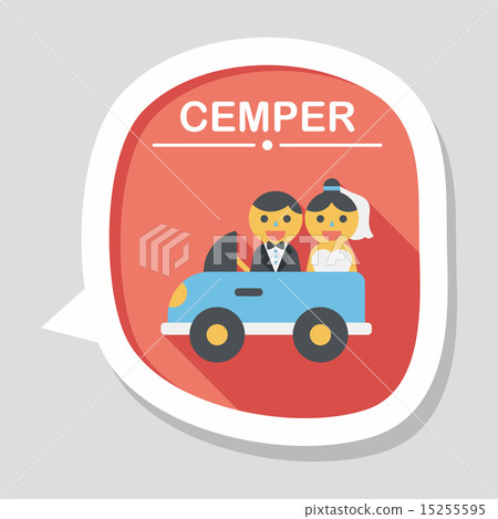 wedding car flat icon with long shadow, eps10 15255595