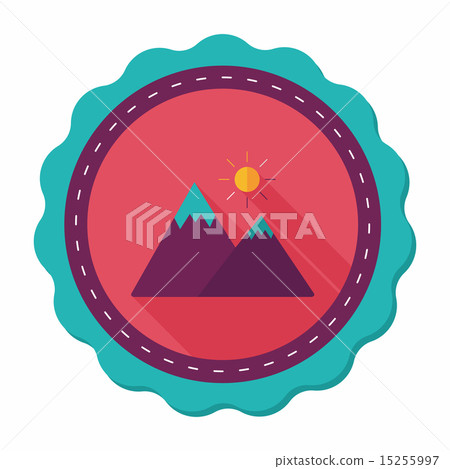 Mountain tourist flat icon with long shadow - Stock Illustration ...