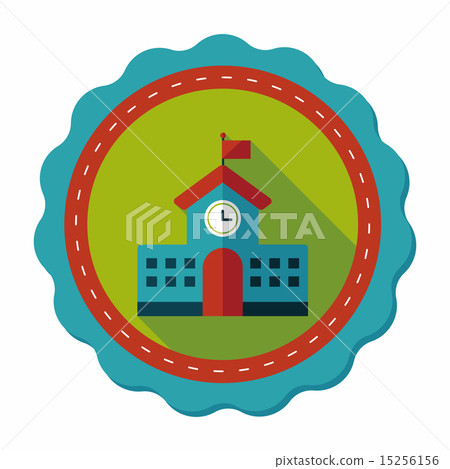 School building flat icon with long shadow,eps10 School building flat icon with long shadow,eps10 15256156