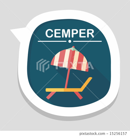Lounger Beach Sunbed Chair flat icon with long shadow Lounger Beach Sunbed Chair flat icon with long shadow 15256157