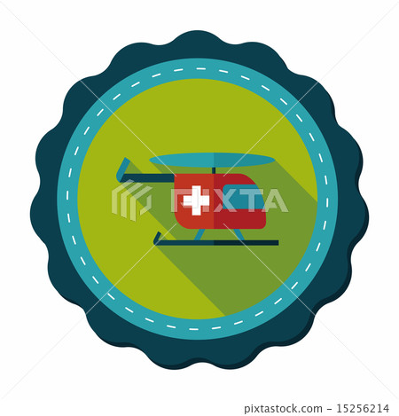 Medical helicopter flat icon with long shadow 15256214