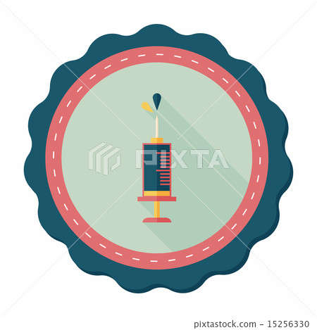 syringe flat icon with long shadow 15256330