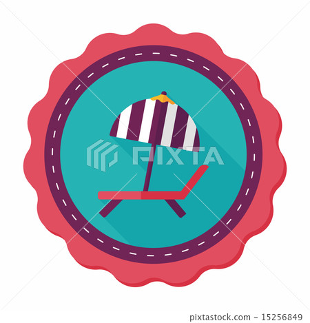 Lounger Beach Sunbed Chair flat icon with long shadow Lounger Beach Sunbed Chair flat icon with long shadow 15256849