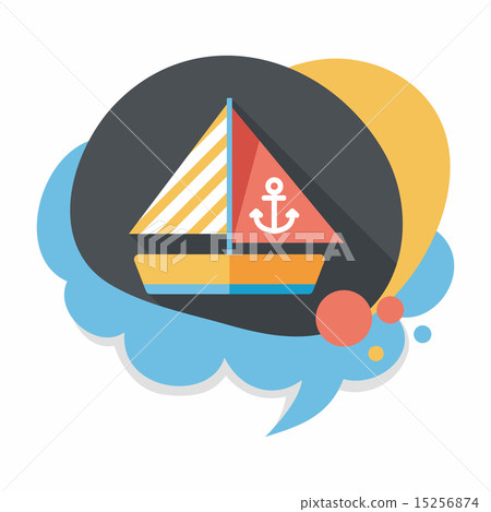Sailboat flat icon with long shadow - Stock Illustration [15256874] - PIXTA