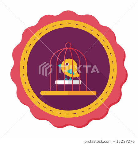 Pet bird cage flat icon with long shadow, eps10 15257276