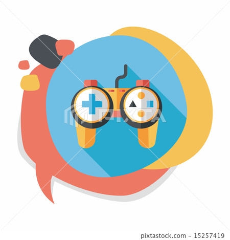Game controller flat icon with long shadow - Stock Illustration ...
