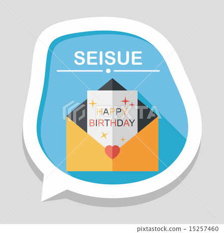 Happy birthday card flat icon with long shadow,eps10 Happy birthday card flat icon with long shadow,eps10 15257460