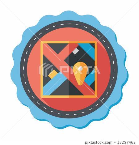 map location flat icon with long shadow 15257462