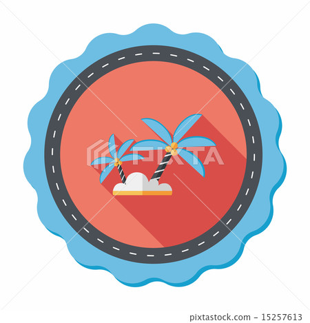 Palm tree flat icon with long shadow,eps10 15257613
