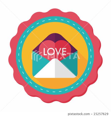 Valentine's day love letter flat icon with long shadow,eps10 15257629