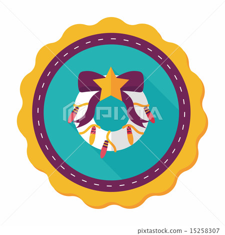 Christmas Holly Wreath flat icon with long shadow,eps10 15258307