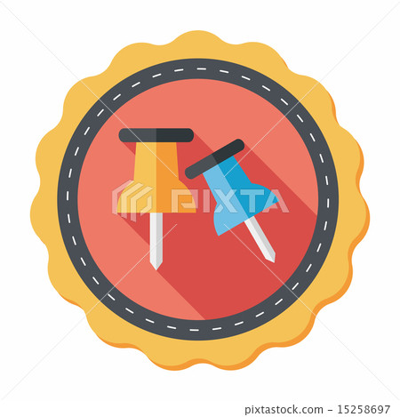 push pin flat icon with long shadow,eps10 push pin flat icon with long shadow,eps10 15258697