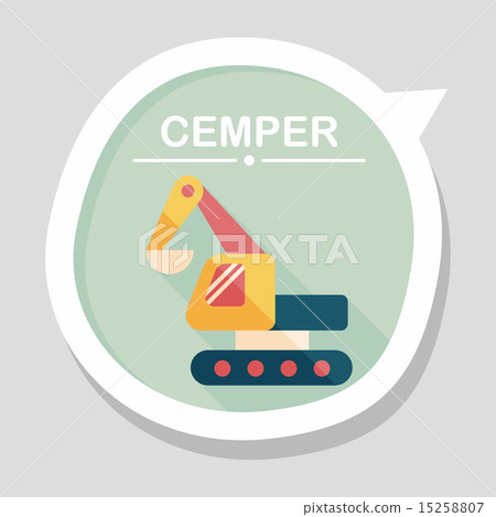 Excavator digger flat icon with long shadow,eps 10 Excavator digger flat icon with long shadow,eps 10 15258807