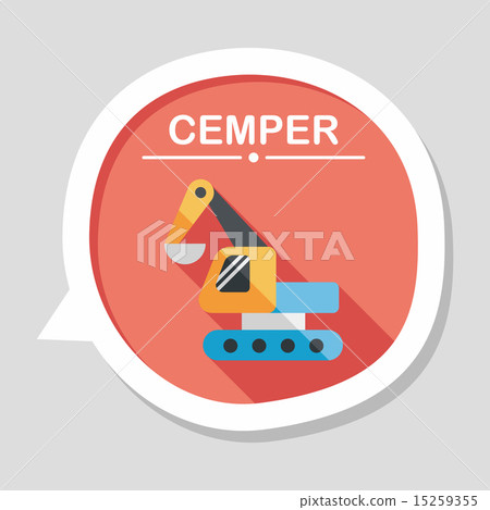 Excavator digger flat icon with long shadow,eps 10 15259355