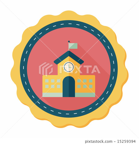 School building flat icon with long shadow,eps10 School building flat icon with long shadow,eps10 15259394