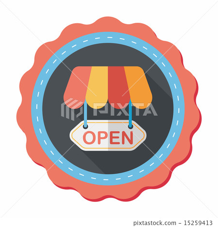 shopping store sign flat icon with long shadow,eps10 15259413