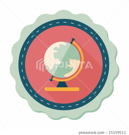 globe flat icon with long shadow,eps10 - Stock Illustration [15259511 ...