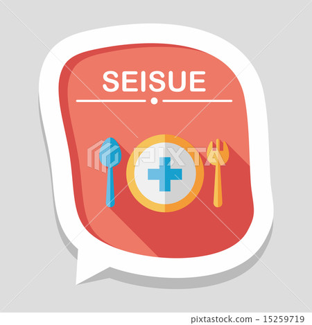 eat health flat icon with long shadow - Stock Illustration [15259719 ...