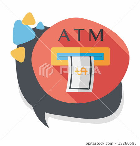 atm flat icon with long shadow atm flat icon with long shadow 15260583