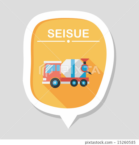 Transportation Cement mixer flat icon with long shadow,eps10 15260585