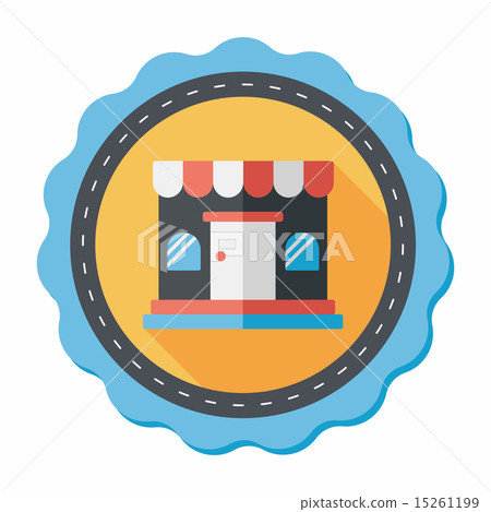 shopping store flat icon with long shadow,eps10 shopping store flat icon with long shadow,eps10 15261199