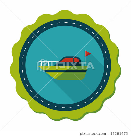 Yacht flat icon with long shadow,eps10 15261473