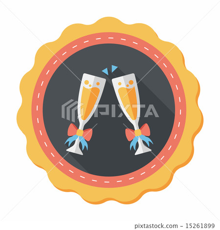 Valentine's day champagne flat icon with long shadow,eps10 15261899