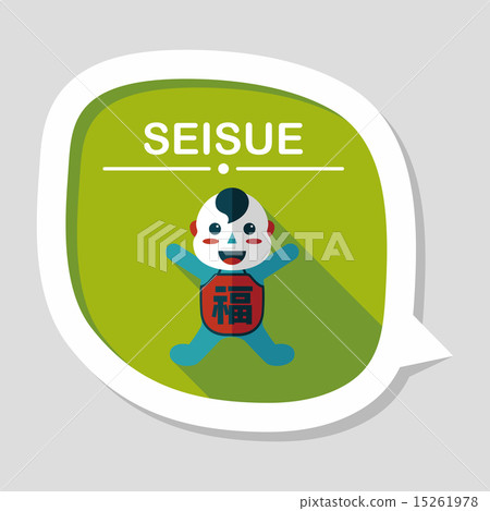 Chinese New Year flat icon with long shadow,eps10, Maitreya doll 15261978