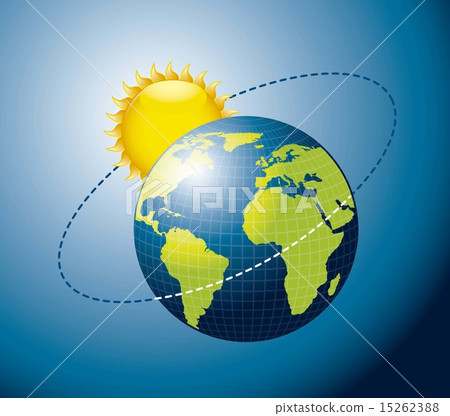 Earth movement around the Sun over blue background vector Earth movement around the Sun over blue background vector 15262388