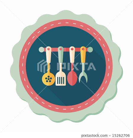 kitchenware spatula flat icon with long shadow,eps10 15262706