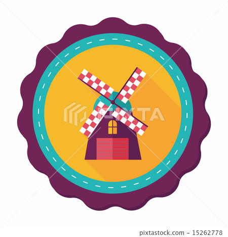 windmill flat icon with long shadow,eps10 - Stock Illustration ...