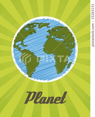 planet cartoon drawing over green background vector illustration 15263131