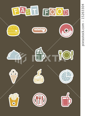 cute fast food icons over brown background vector cute fast food icons over brown background vector 15263304
