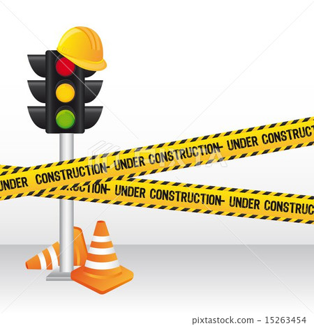 semaphore with yellow tape construction vector illustration 15263454