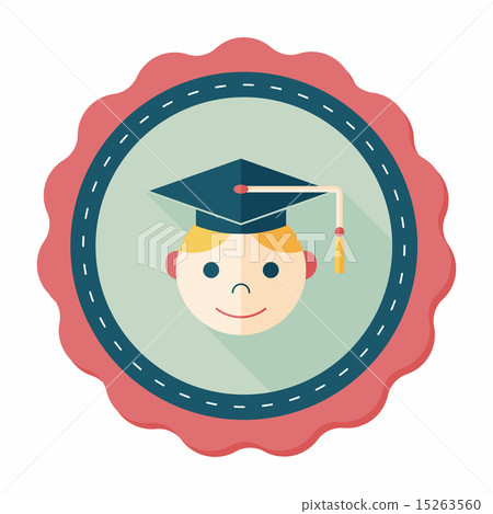 Graduation Man flat icon with long shadow,eps10 15263560