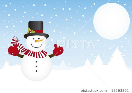 snowman in the snow with scarf and hat over winter background snowman in the snow with scarf and hat over winter background 15263861