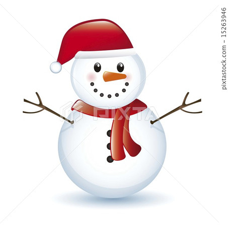 snowman with shadow isolated over white background vector 15263946
