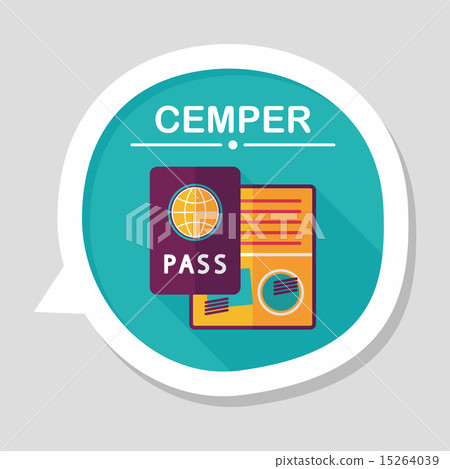 Passport icon, flat icon with long shadow Passport icon, flat icon with long shadow 15264039