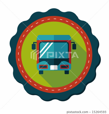 Transportation bus flat icon with long shadow Transportation bus flat icon with long shadow 15264593