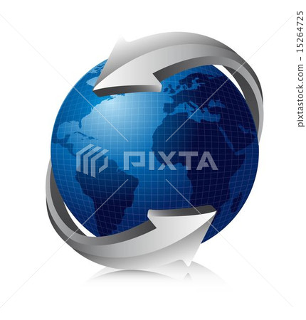 blue earth with silver arrows vector illustration blue earth with silver arrows vector illustration 15264725