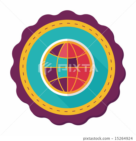 globe icon, flat icon with long shadow - Stock Illustration [15264924 ...