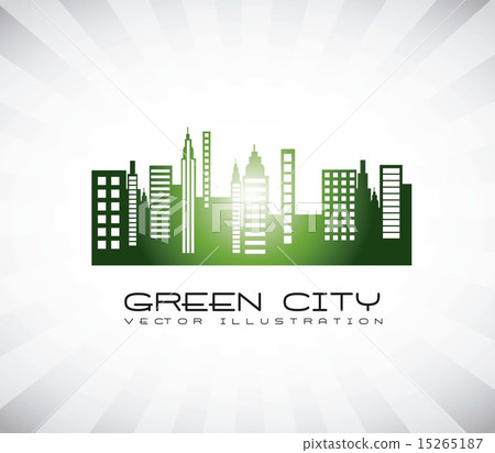 green city over gray background vector... - Stock Illustration ...