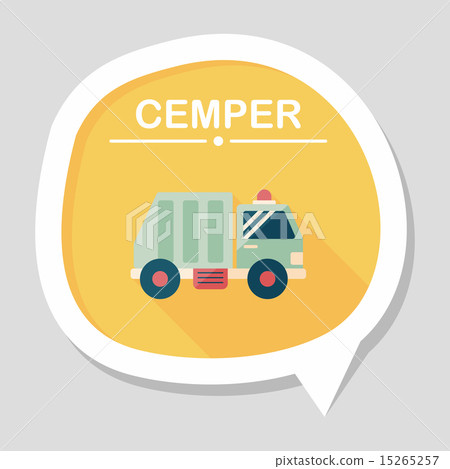 Transportation Garbage truck flat icon with long shadow,eps10 15265257
