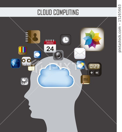 silhouette man and cloud computing vector illustration 15265663
