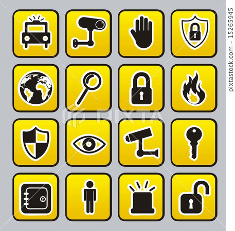 yellow security buttons over gray background vector yellow security buttons over gray background vector 15265945