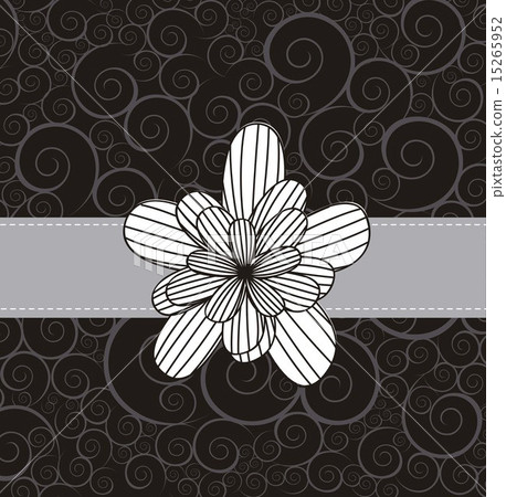cute card with flower black and white vector illustration cute card with flower black and white vector illustration 15265952