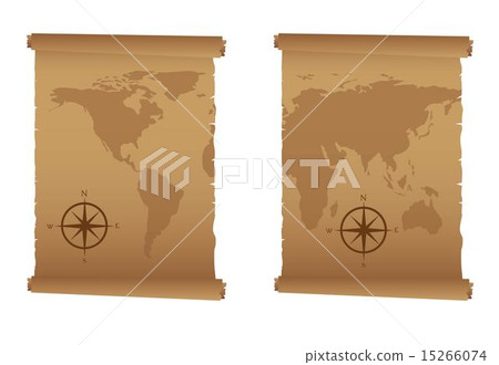 old maps with compass rose over white background vector 15266074