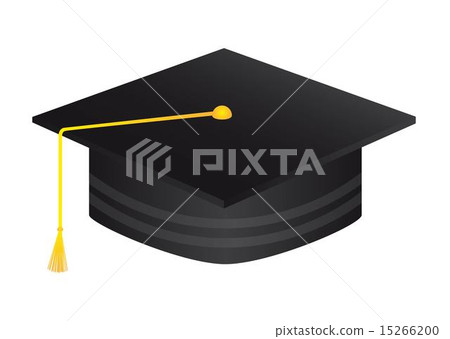 black graduate hat isolated over white... - Stock Illustration ...